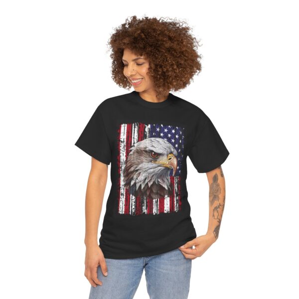 Grunge Bald Eagle with USA flag T-Shirt - Front Print - Image 11