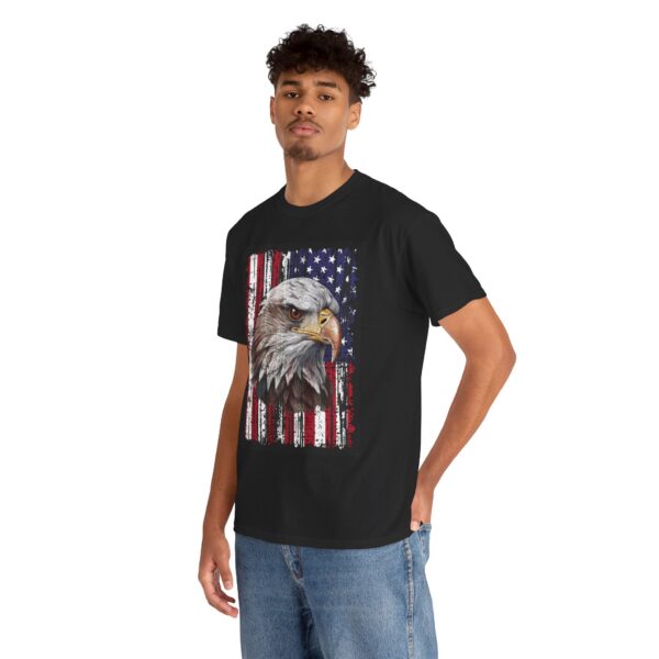 Grunge Bald Eagle with USA flag T-Shirt - Front Print - Image 14