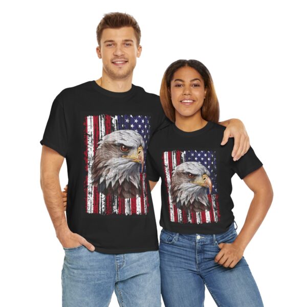 Grunge Bald Eagle with USA flag T-Shirt - Front Print - Image 24