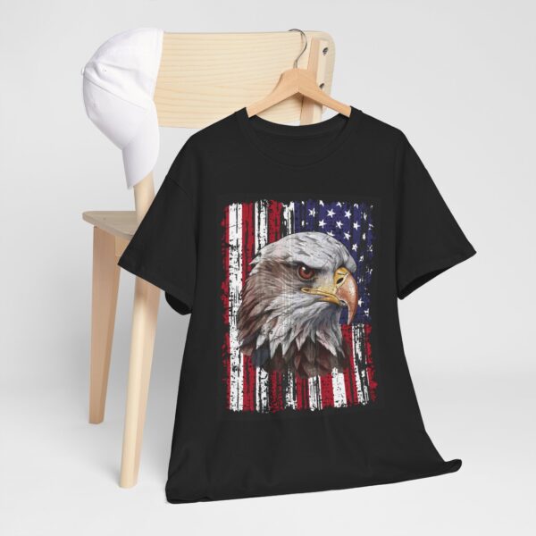 Grunge Bald Eagle with USA flag T-Shirt - Front Print - Image 8