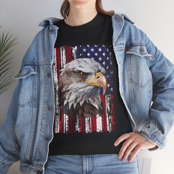 Grunge Bald Eagle with USA flag T-Shirt - Front Print - Image 23