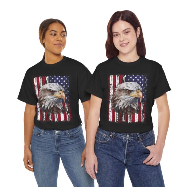 Grunge Bald Eagle with USA flag T-Shirt - Front Print - Image 25