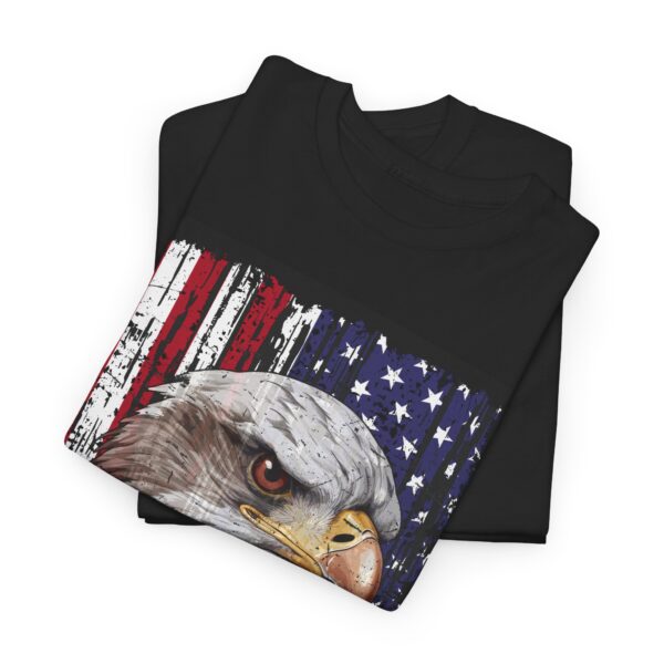 Grunge Bald Eagle with USA flag T-Shirt - Front Print - Image 5