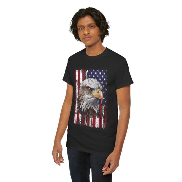 Grunge Bald Eagle with USA flag T-Shirt - Front Print - Image 19