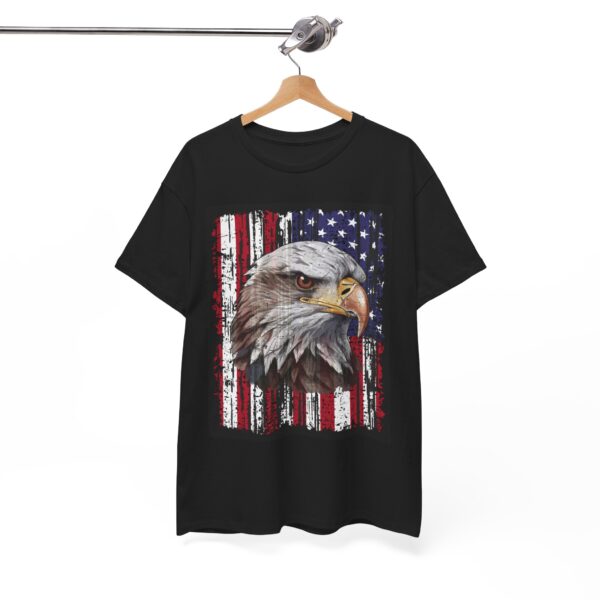 Grunge Bald Eagle with USA flag T-Shirt - Front Print - Image 7