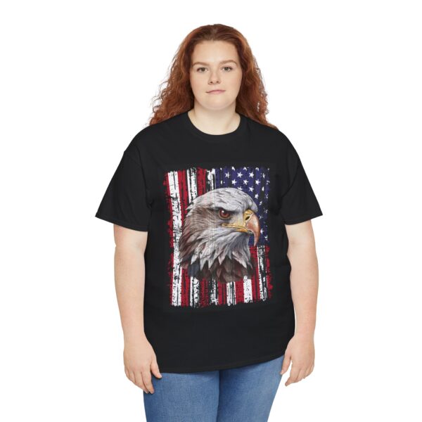 Grunge Bald Eagle with USA flag T-Shirt - Front Print - Image 15