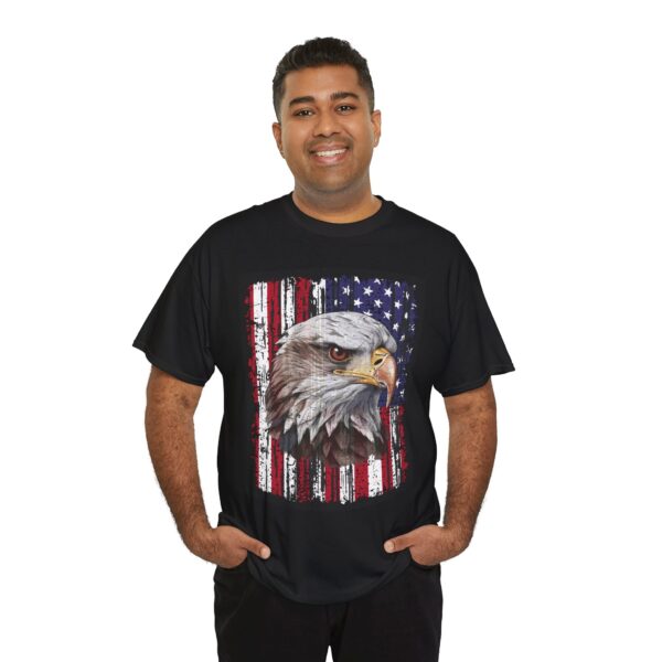 Grunge Bald Eagle with USA flag T-Shirt - Front Print - Image 17