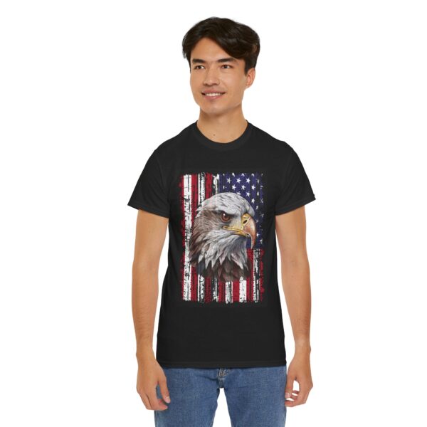 Grunge Bald Eagle with USA flag T-Shirt - Front Print - Image 21