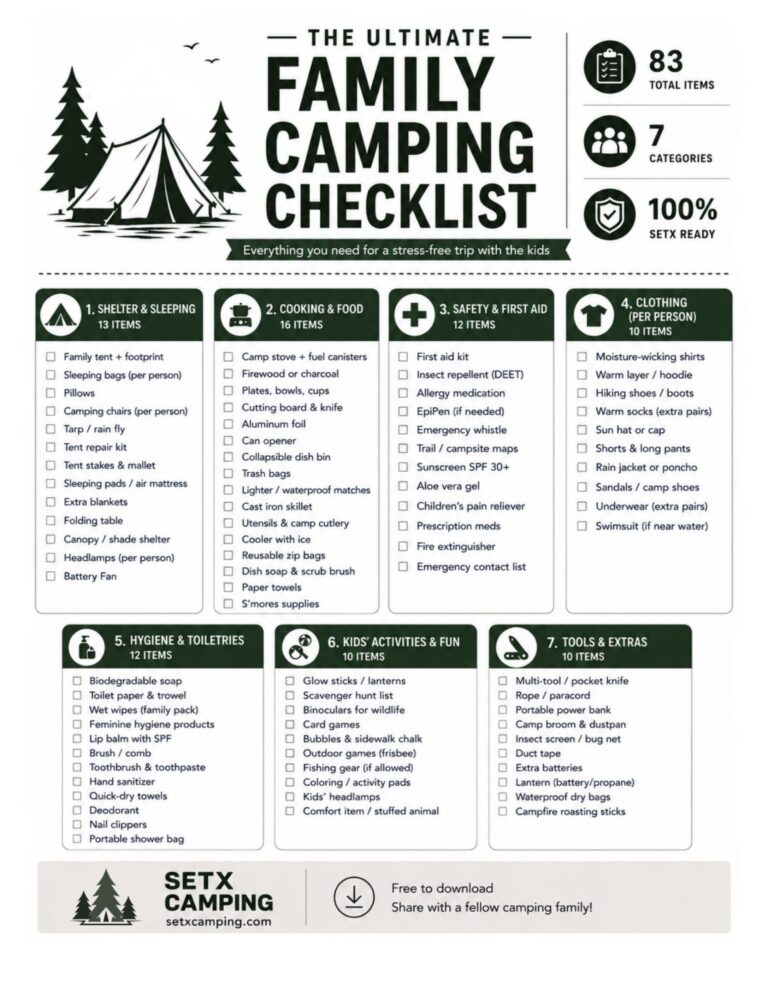 SETX Family Camping Checklist
